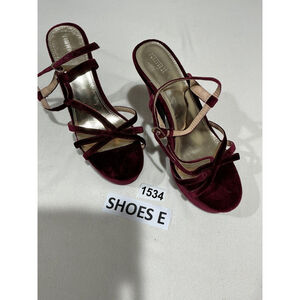 Womans Forever 21 8 Maroon Velvet Platform Open Toe Dress Heel Strappy